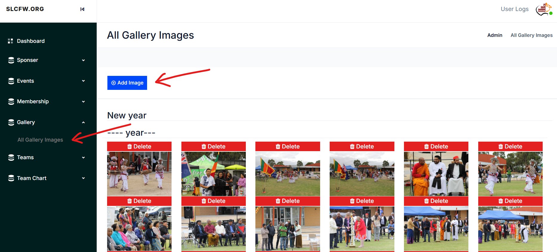 Screenshot for step 8: Manage Gallery Images