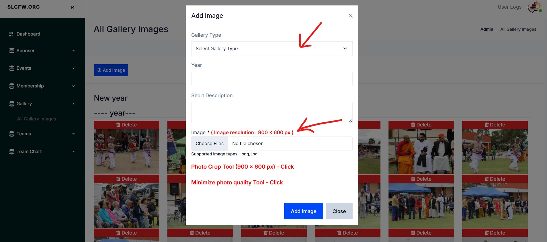 Screenshot for step 9: Add a Gallery Image